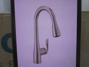 lot 152 image: (EW5) Moen Arbor Single Handle Pulldown Sprayer Smart Kitchen Faucet Spot Resist Stainless Includes Soap Dispenser 7594EVSRS - Open Box