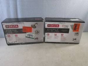 lot 161 image: (BSB) 2 Delta Tub & Shower Sets Both Brushed Nickel - Open Box