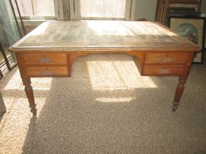 lot 2 image: (DLR) Large Vintage Wood Double Sided Desk Drawers on Both Sides 66 x 48 x 30 High