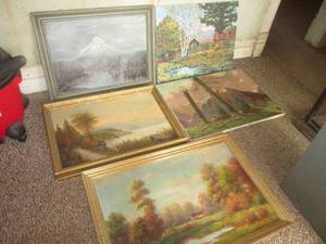 lot 5 image: (DLR) Assorted Vintage Canvas Paintings
