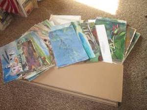 lot 9 image: (DLR) Large Portfolio Box Full of Assorted Russ Conn Paintings