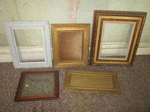lot 25 image: (DLR) Antique Wood Picture Frames - Largest is 20 12 x 24 12