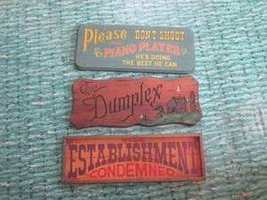 lot 99 image: (UR2) 3 Wood Decor Signs 18 Wide...