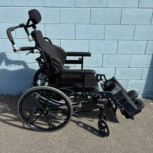 lot 17 image: MSRP $2500 Invacare Solara 3G Tilt-in-Space Wheelchair ATO_SOLARA3G 3G Patient Wheelchair with Comfort Curve &amp Leg Supports - Great Working Condition 21 Width