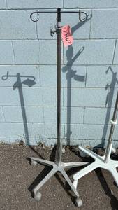 lot 26 image: Lot of 3 Mixed Brand Mobile Height Adjustable I.V. Poles - Includes High Quality&nbspBelmont Multiple Adjusting I.V. Pole&nbsp- Great Condition