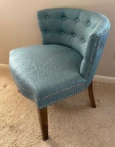 lot 26 image: Beautiful Blue Chair with Rivet Detailing