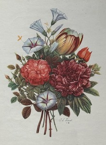 lot 50 image: Fine Floral Print by T. I. Prevost
