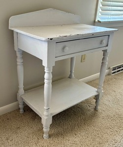 lot 51 image: Vintage White Table with Drawer
