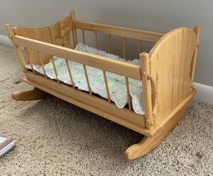 lot 52 image: Toy Cradle, Toy Highchair and Books
