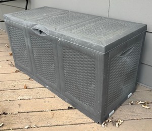 lot 107 image: Resin Hinged Outdoor Storage Box