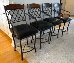 lot 22 image: Set of Four Metal Decorative Barstools