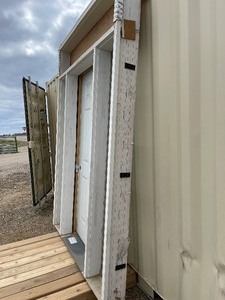 lot 23 image: Bayer Built Acclimated Entry Systems Pre Hung Exterior Entry Door With 2 Side Light Windows and Top Transom