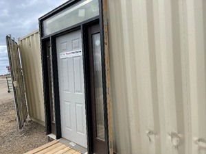 lot 24 image: Bayer Built Acclimated Entry Systems Pre Hung Exterior Entry Door With 2 Side Light Windows and Top Transom