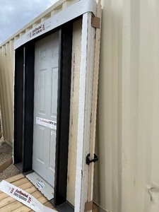 lot 27 image: Bayer Built Acclimated Entry Systems Pre Hung Exterior Entry Door With 2 Side Light Window Openings (No Glass)