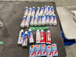 TABLE FULL OF STAIN REMOVERS