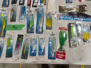 TABLE FULL OF FISHING LURES