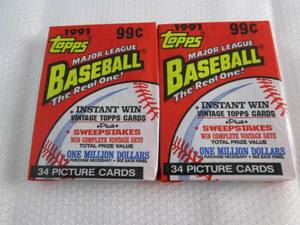 2 1991 Topps Cello Baseball Packs...