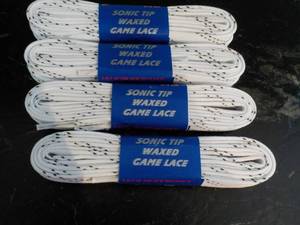 lot 19 image: Lot of 4 x 84 Pro Guard Sonic Tip Waxed Game Laces- retail $8 each