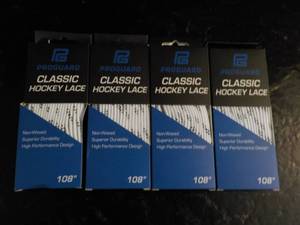 lot 27 image: Lot of 4 x 108 Pro Guard Classic Hockey Laces retail $6 each