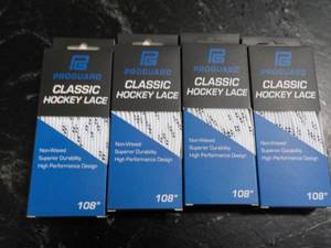 lot 28 image: Lot of 4 x 108 Pro Guard Classic Hockey Laces retail $6 each