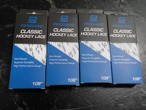 lot 29 image: Lot of 4 x 108 Pro Guard Classic Hockey Laces retail $6 each