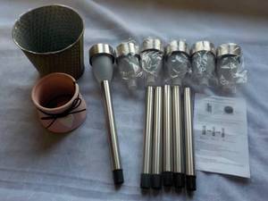 lot 63 image: Flickering Flame Multi Color Solar Stakes and Planters