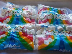 lot 72 image: 6 x 12 oz Bags Jet Puffed Marshmallows past best date but still soft Best by 10132023