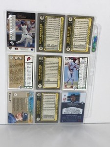 lot 41 image: Lot of 9 Baseball Cards - Roger Clemens - Steve Carlton - Raul Mondesi - Ricky Jordan & More