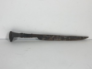 lot 56 image: Vintage Railroad Spike Made Into a Knife