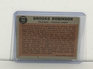 lot 103 image: 1962 Topps Baseball Card Brooks Robinson The Sporting News American League All Star #468