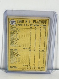 lot 104 image: 1970 Topps Baseball Card Nolan Ryan N.L. Playoff Game 3 Ryan Saves the Day #197