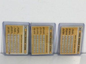 lot 107 image: Lot of 3 - 1963 Topps Rookie Stars Baseball Cards - Card # 158 - 466 - 544