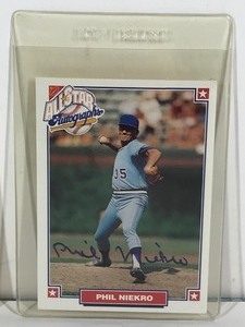 lot 111 image: Nabisco 1993 Major League Baseball Players Alumni Phil Niekro All Star Autographs Baseball Card with Certificate of Authenticity for Autograph