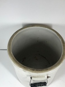 lot 142 image: Vintage 5 Gallon Red Wing Crock with Wood Handles