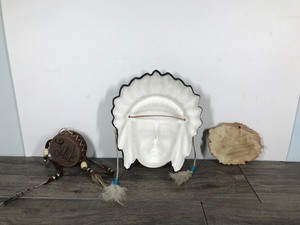 lot 438 image: Native American Mask - Plaque & Drum