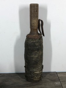 lot 454 image: Vintage Soldering Iron with Copper Tip and Hardwood Handle & Storage Can that Hooks to belt 