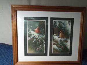 lot 310 image: Framed Cardinal prints and duck print
