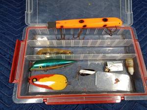 lot 252 image: Plano Fishing tackle box of tackle and more