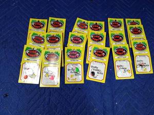lot 232 image: Flat of fishing spinners and harnesses new in package