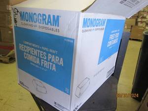 lot 79 image: case of 200 9 inch x 9 inch x 3 inch kraft trays fried food containers
