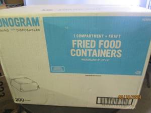 lot 80 image: case of 200 9 inch x 9 inch x 3 inch kraft trays fried food containers