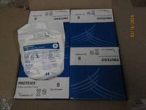 lot 104 image: case of pi blue powder free surgical gloves size 8 4 packages in case