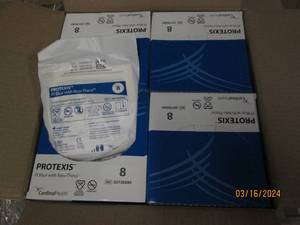 lot 108 image: case of pi blue powder free surgical gloves size 8 4 packages in case