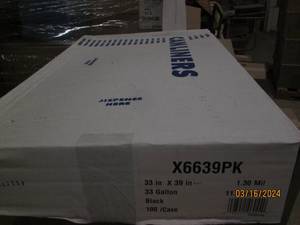lot 129 image: case of 100 33 gallon black garbage bags