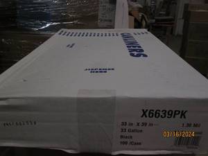 lot 132 image: case of 100 33 gallon black garbage bags