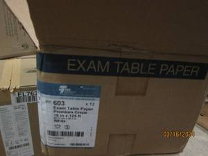 lot 136 image: case of exam table paper 18 inch x 125 foot x 12 rolls