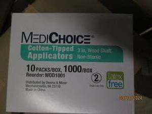 lot 147 image: package of 1000 3 inch cotton tipped applicators