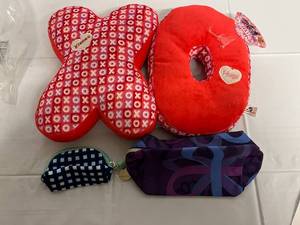 XO Pillow and Two Makeup Bags