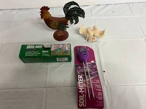 2 Decorations, Gutter Drain Away, and Soil-Meter Tester