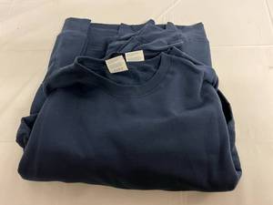 2 Navy Blue Crew Neck Sweatshirts - 2XL